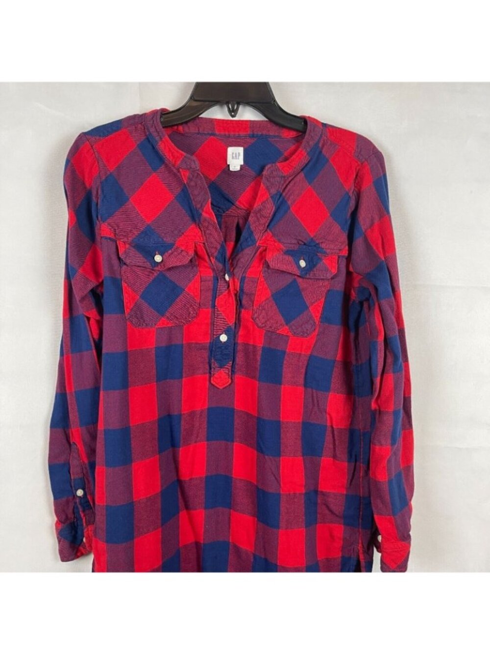 Gap Women Long Sleeve Plaid Pullover Top Shirt Size S - Picture 5 of 6